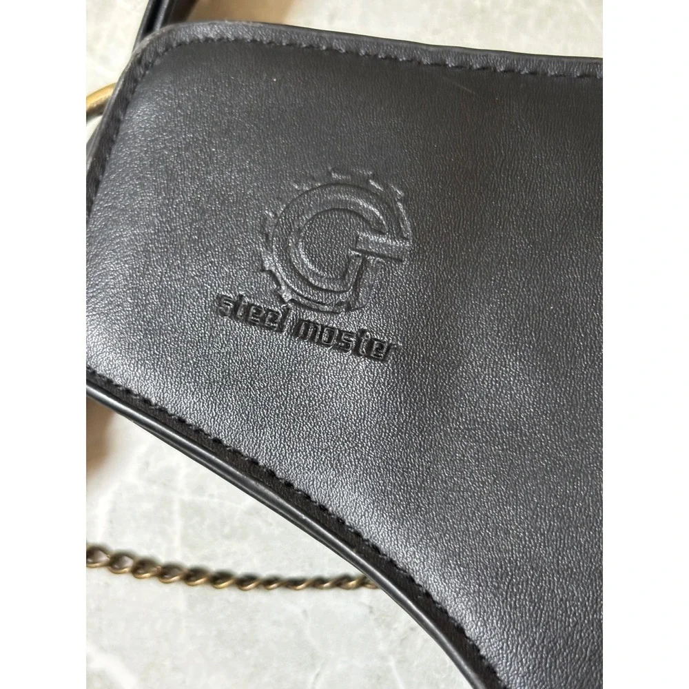 GT Steel Moster Black Steampunk Drop Leg Bag Tactical Cross Body Brass Studded - Picture 5 of 8